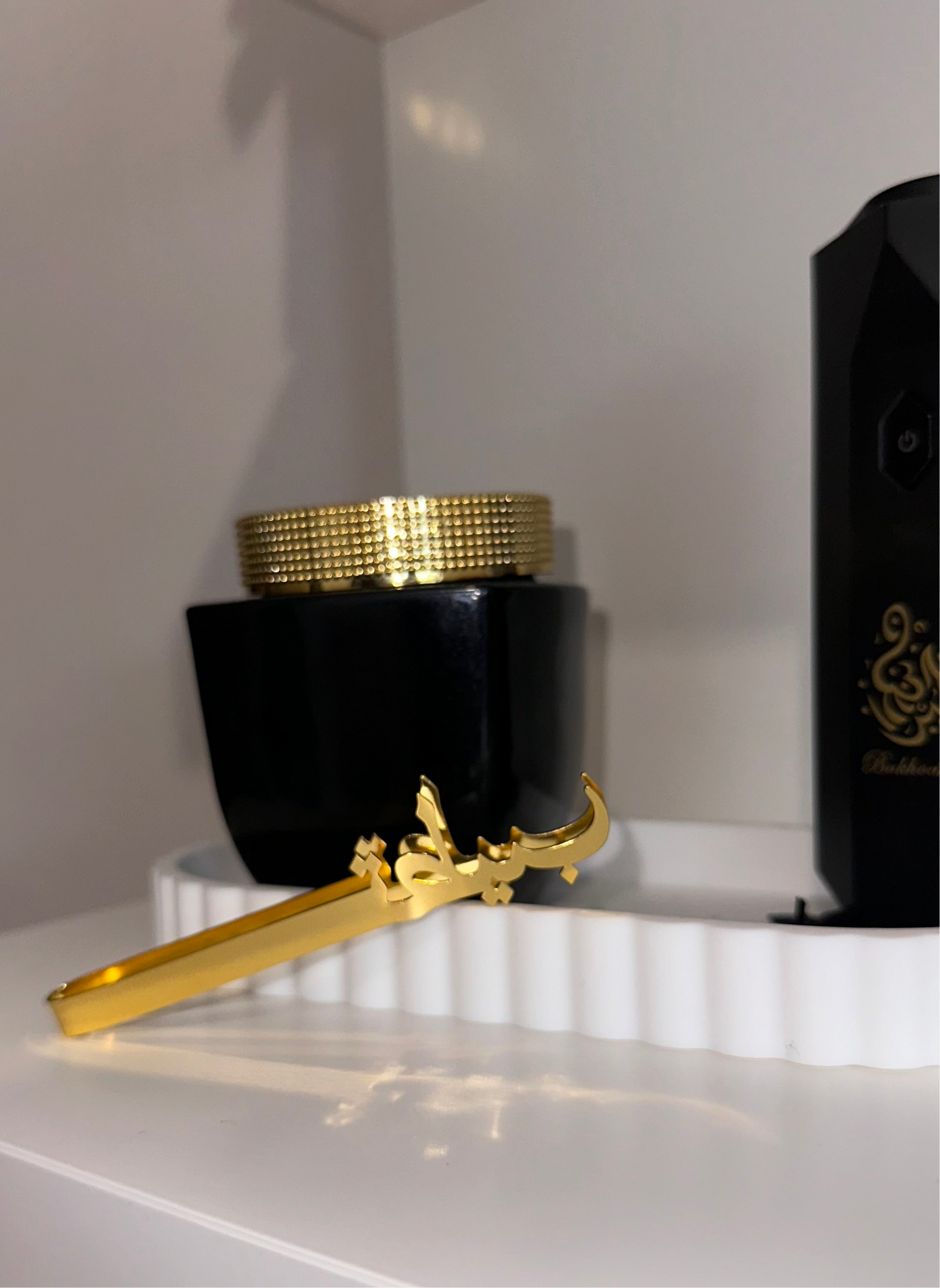 Pince à charbon et encens dorée – Design oriental en acier inoxydable
