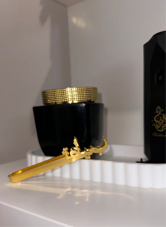 Pince à charbon et encens dorée – Design oriental en acier inoxydable