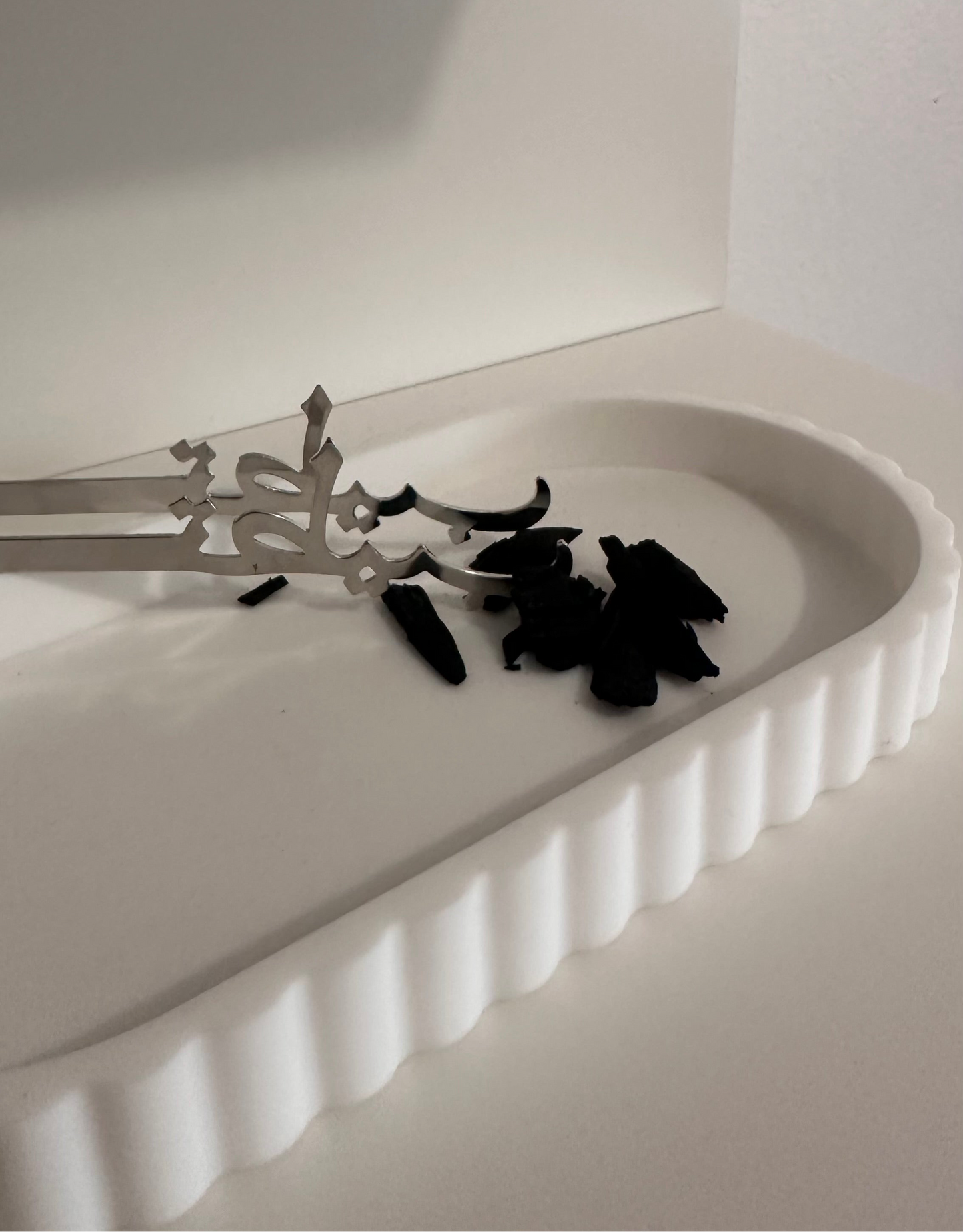 Pince à charbon et encens argenté – Design oriental en acier inoxydable