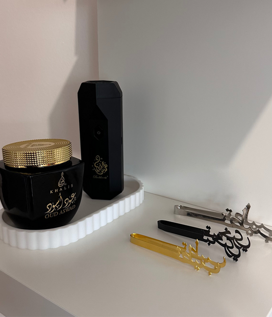 Pince à charbon et encens dorée – Design oriental en acier inoxydable